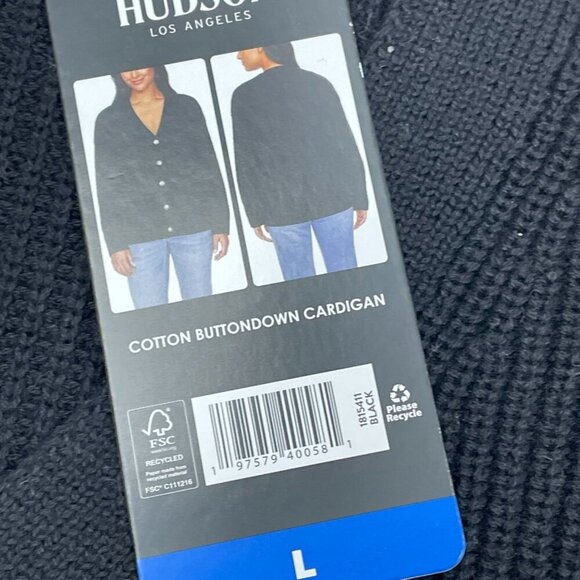 Hudson Los Angeles Cotton Buttondown Cardigan Black Size Large a1275 - Picture 3 of 9